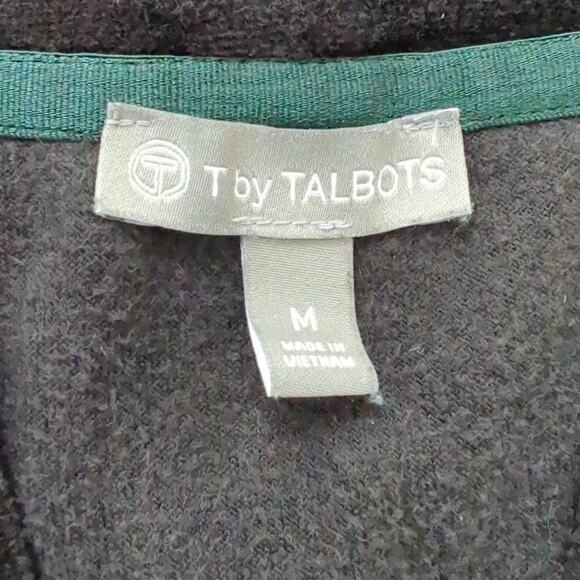 T by TALBOTS Black Velour Open Front Long Sleeve Cardigan Women's Size M - Picture 4 of 7
